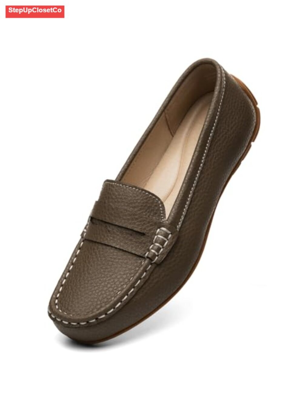 Leather Penny Loafers Slip-On Memory Foam Business Casual Flats